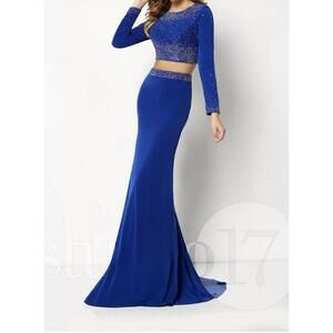 NEW STUDIO 17 women's textured mermaid prom dress in royal